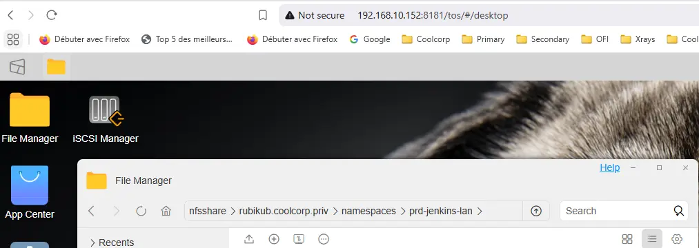 Création du dossier sur NFS