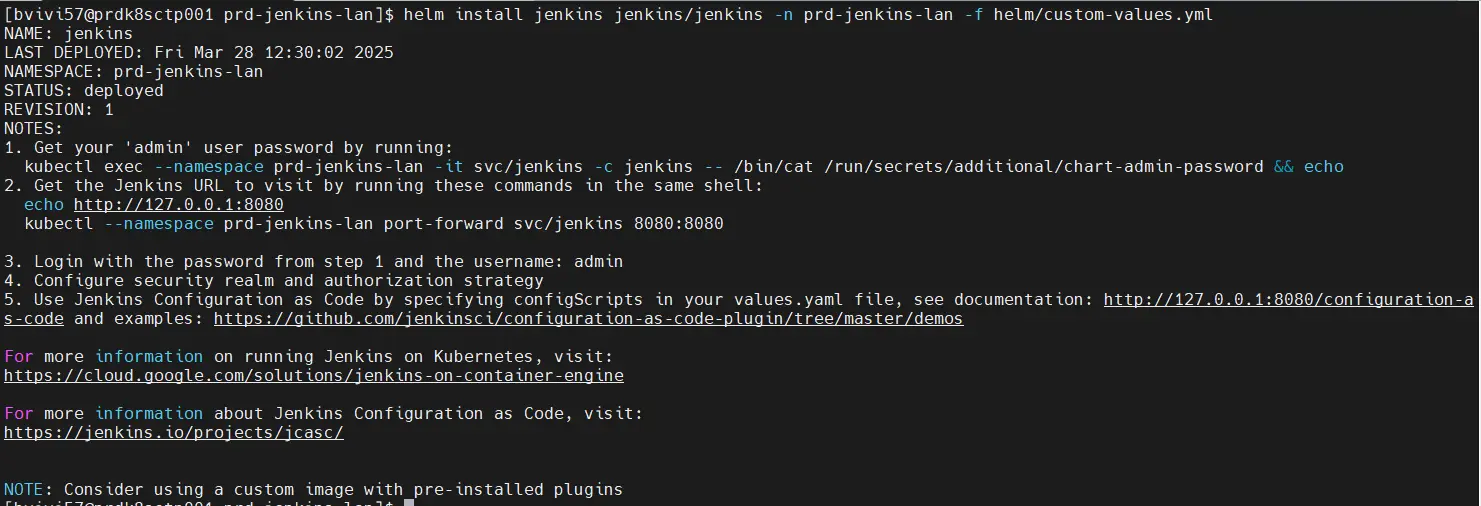 Lancement de l'installation avec helm