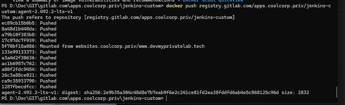Envoi de l'image de l'agent dans la registry