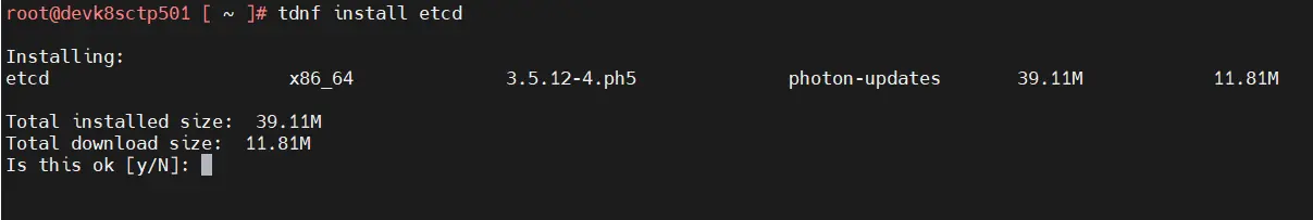 Installation de etcd sous PhotonOS