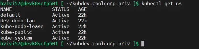 Listing des namespaces