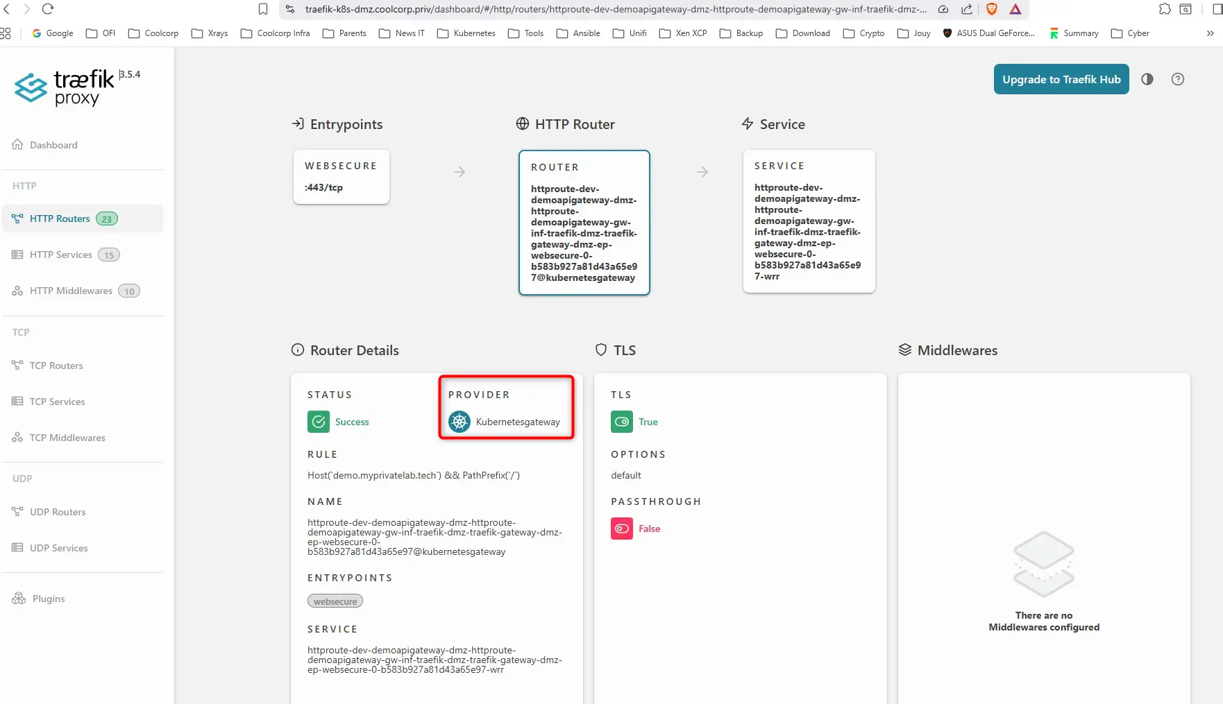 Controle de la publication dans le dash traefik