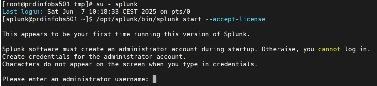 Premier lancement de Splunk