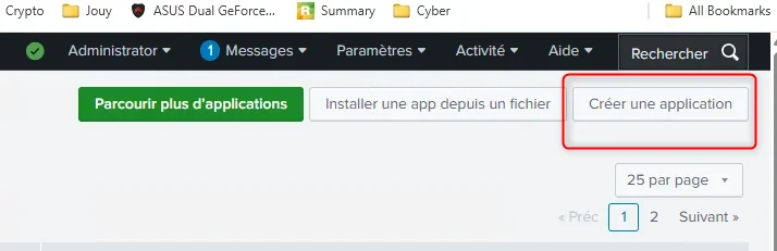 Création de l'application