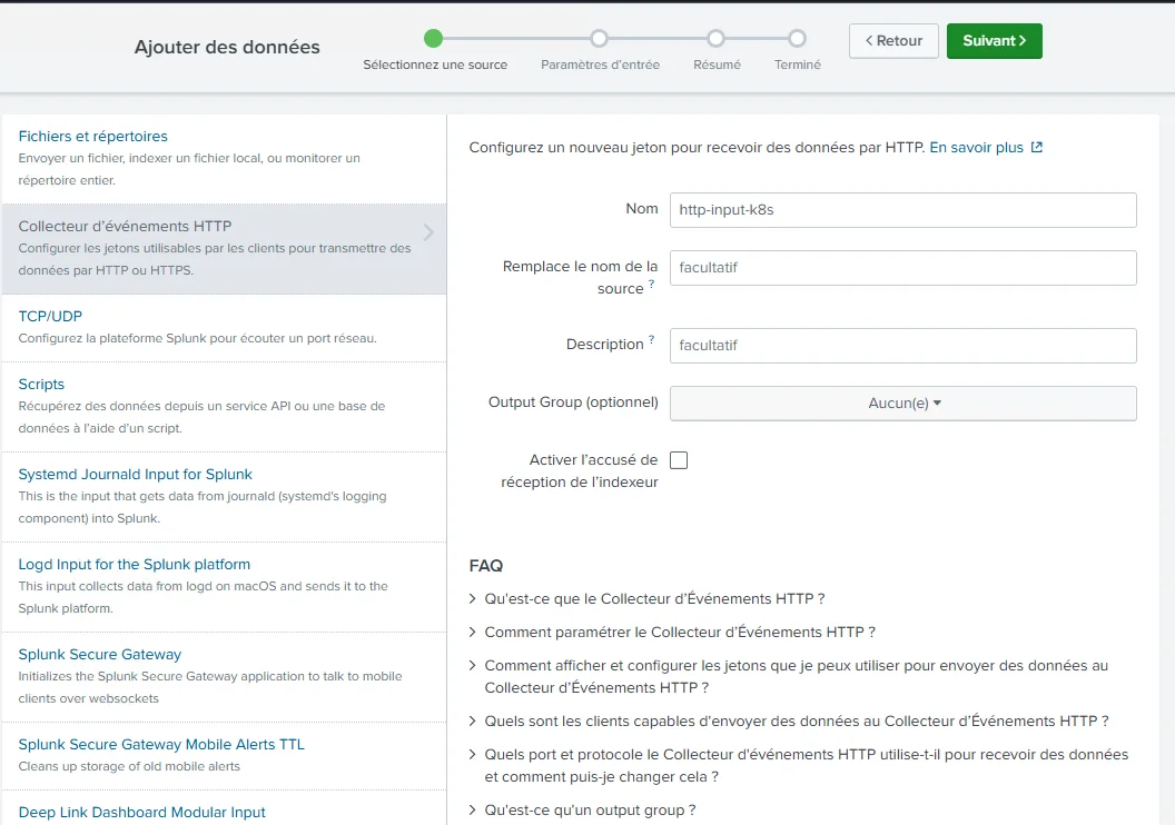 Configuration du collector