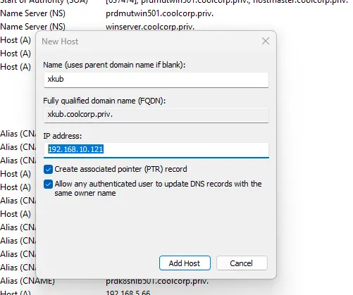 Résolution DNS du cluster k8S xkub.coolcorp.priv vers la VIP