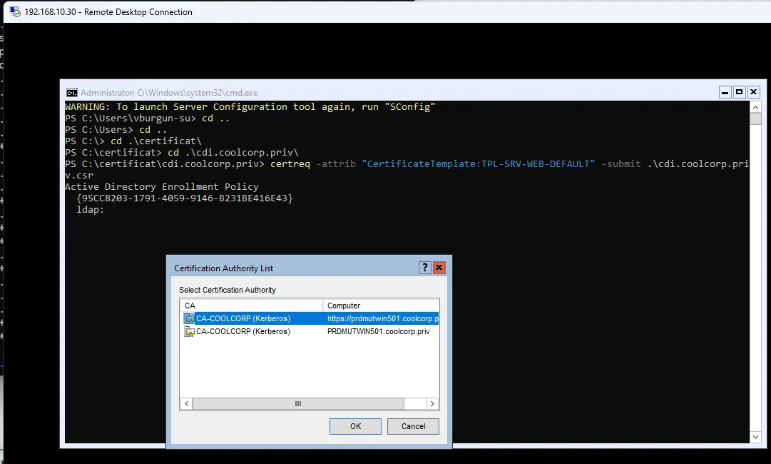 Génération du certificat