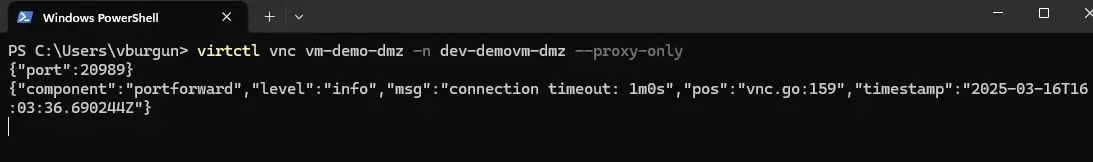 Lancement du proxy vnc