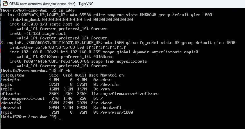 Controle de l'installation