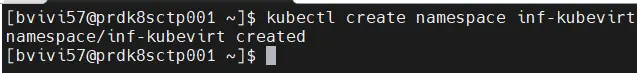 Création du namespace inf-kubevirt