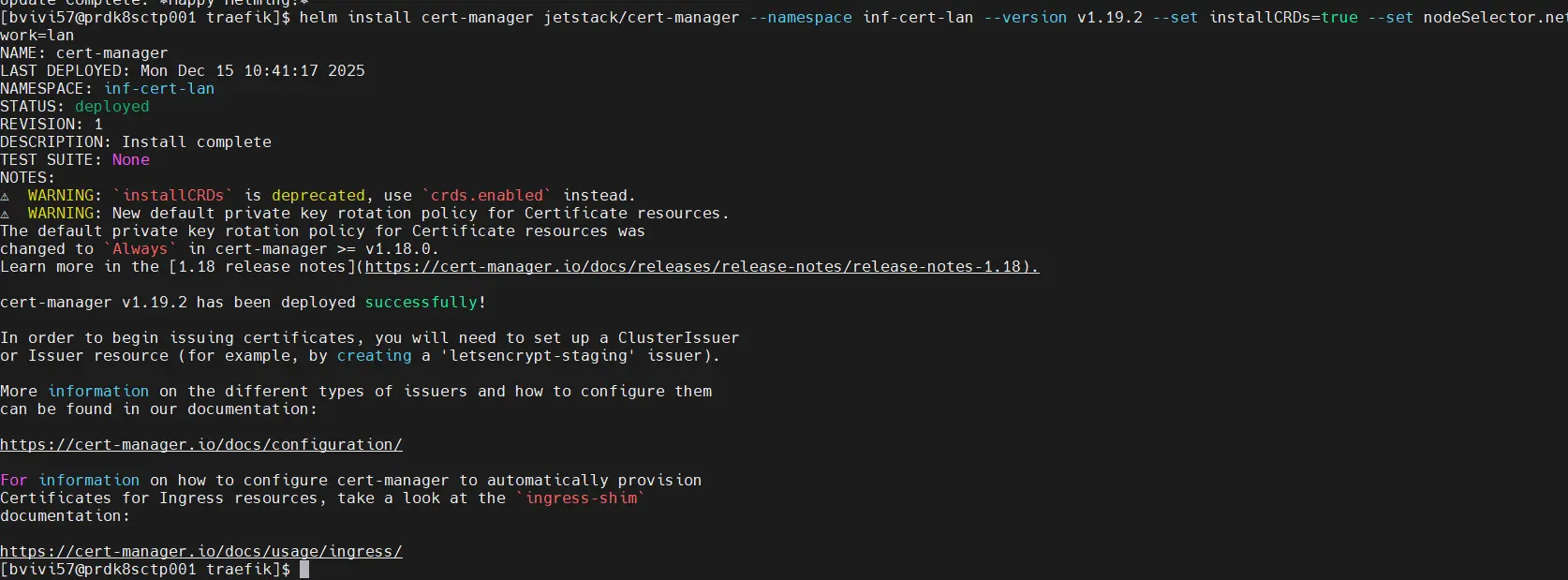Installation de certmanager