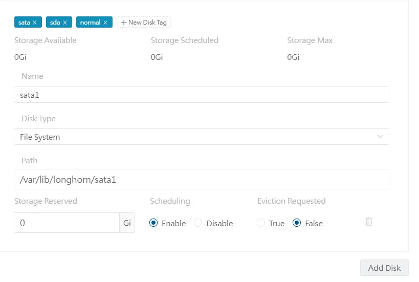 Déclaration du disque sata 1