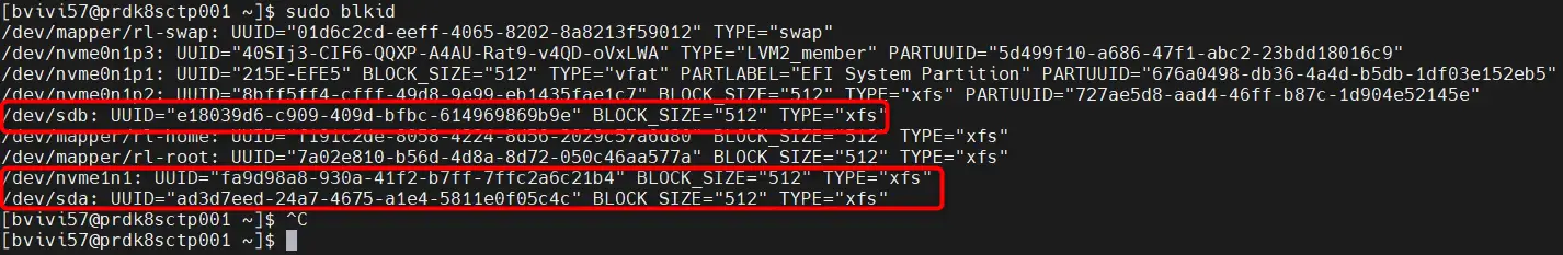 Récupération des uuid des disques
