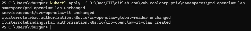 Fichier YAML regroupant ServiceAccount, ClusterRole et ClusterRoleBinding
