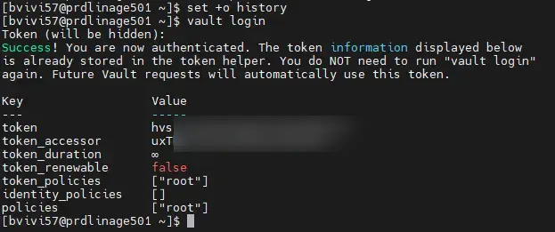 Connexion à vault en root
