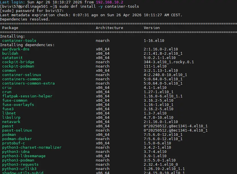 Installation de container tools