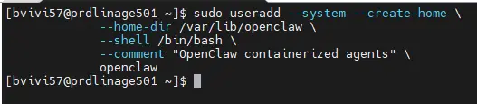 Création du compte openclaw