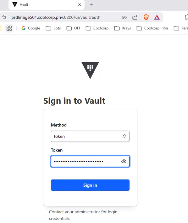 Interface graphique de Vault