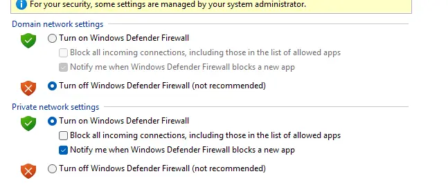 Désactivation du firewall windows