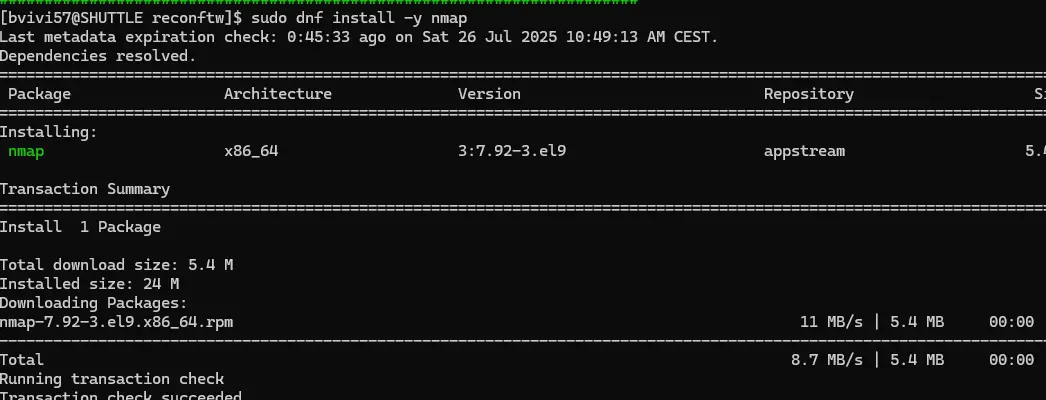 installation de nmap
