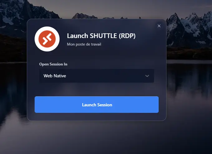 Lancement session RDP