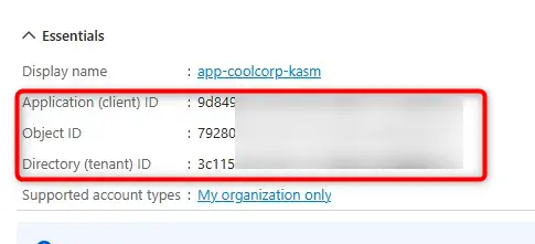 Récupération des éléments propre à l'application azure