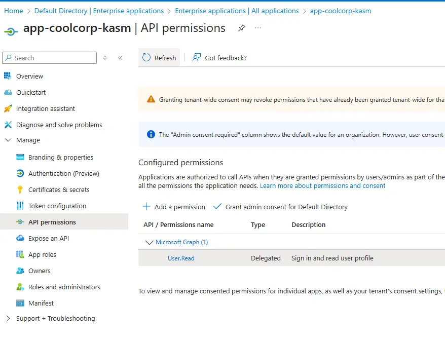 Ajout de des autorisations d'API
