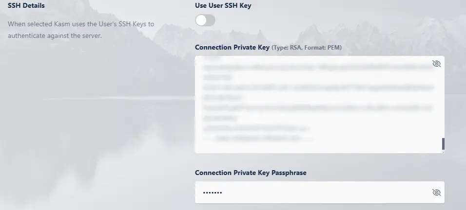 Configuration de la clef SSH dans Kasm