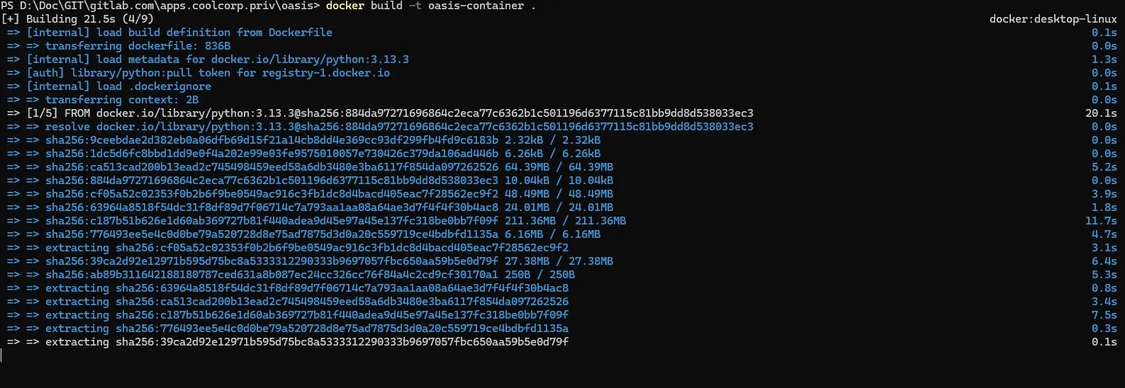 Création de l'image docker