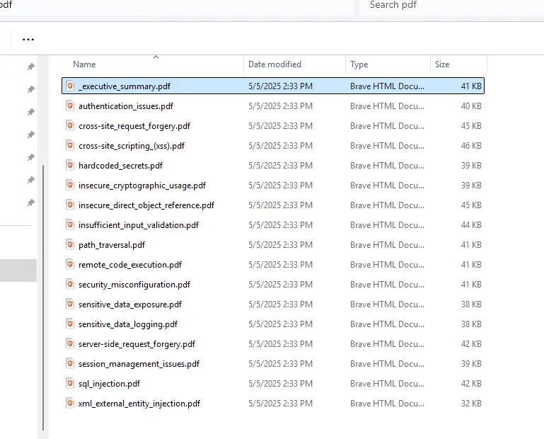 Listing de tous les PDF