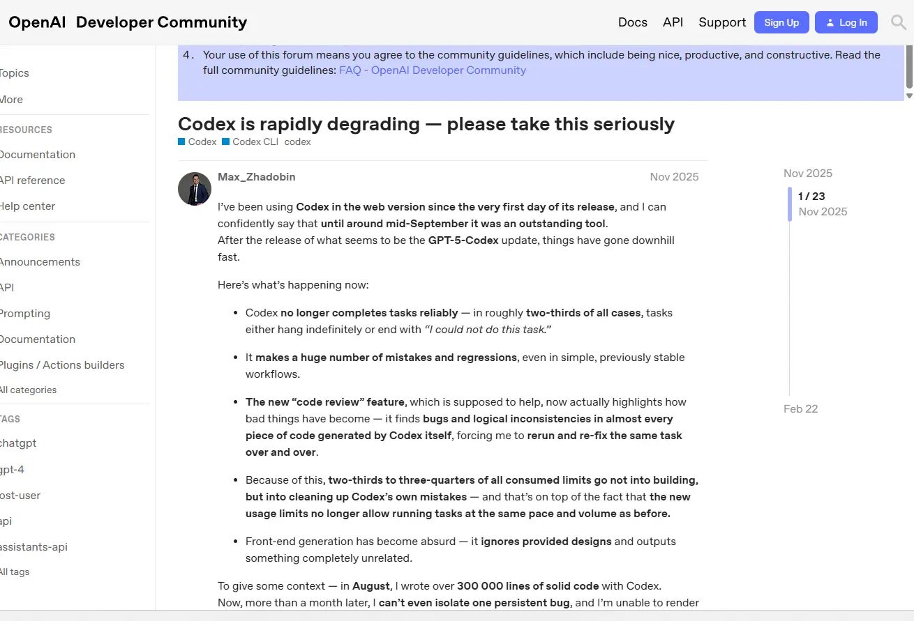 Dégradation de codex