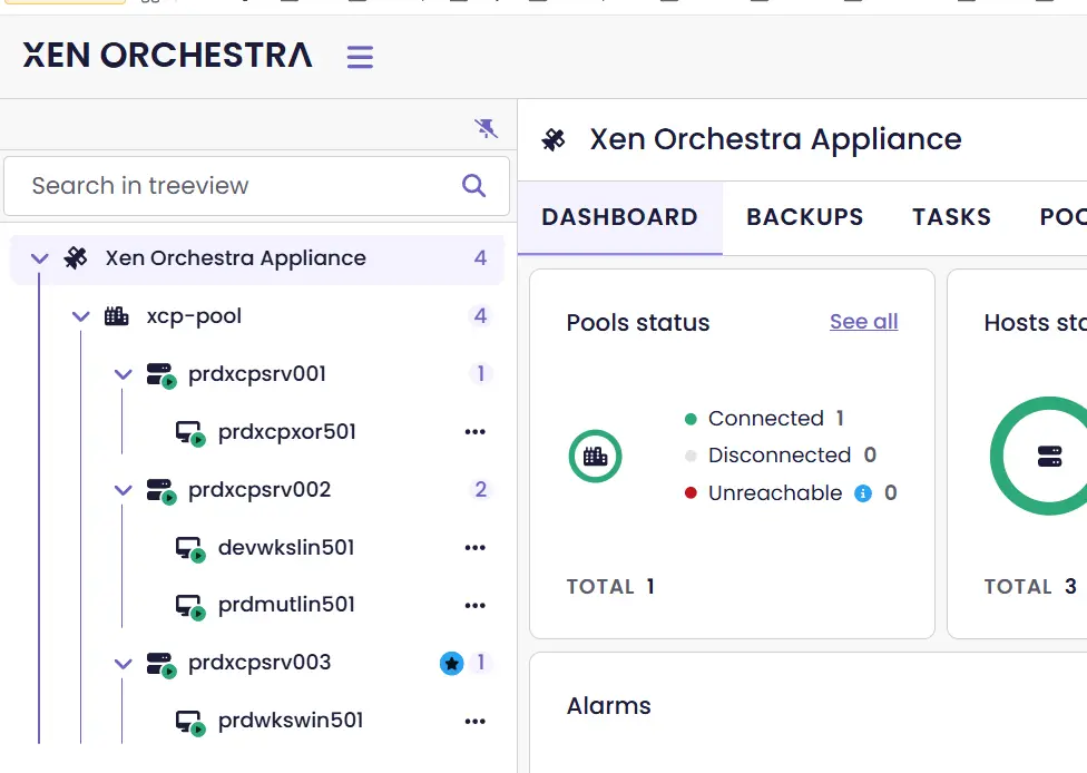 Identification du master du pool dans Xen Orchestra