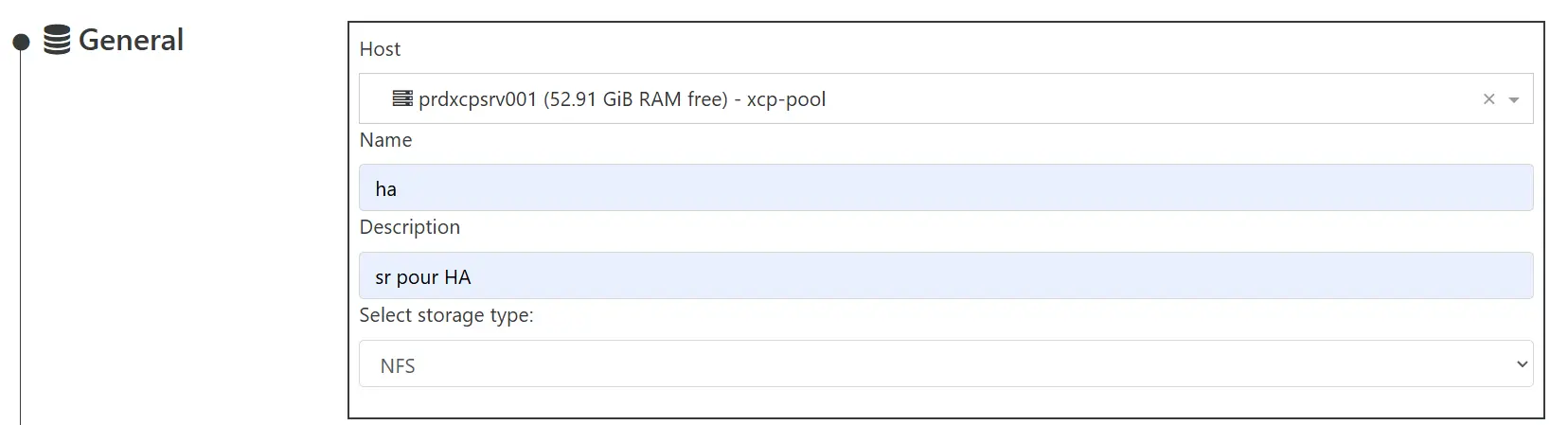 Configuration du chemin NFS pour le SR HA