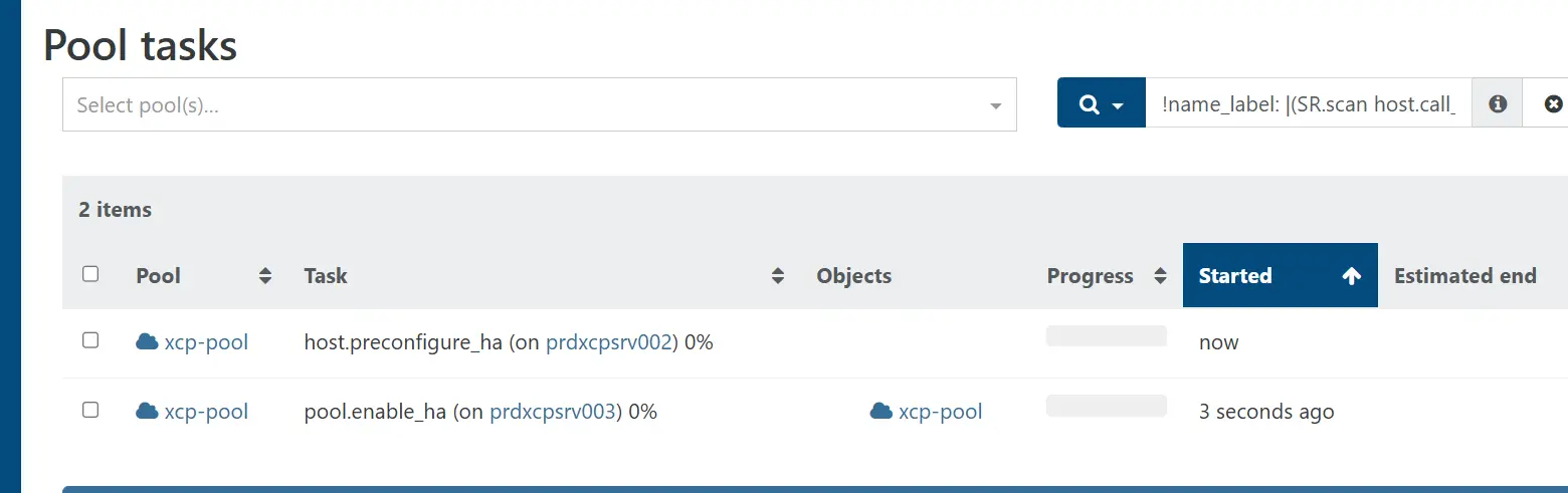 Suivi des tâches d'activation du HA