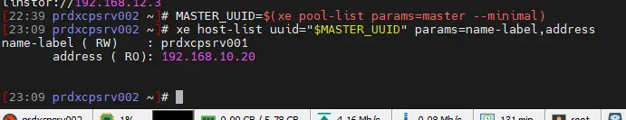 Vue XO après basculement - nouveau master prdxcpsrv001