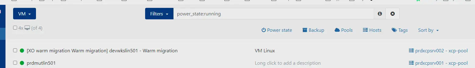 Nomenclature de la VM migrée