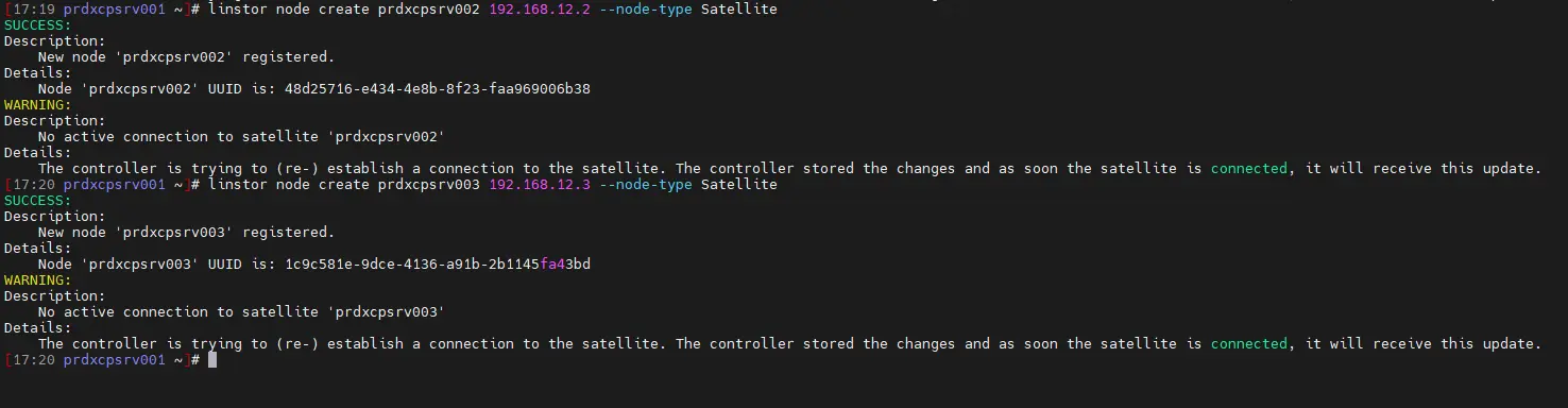 Création du node LINSTOR