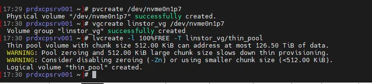 Création des volumes LINSTOR