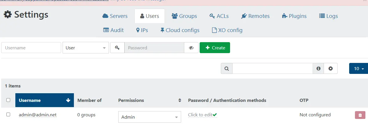 Changement du mot de passe