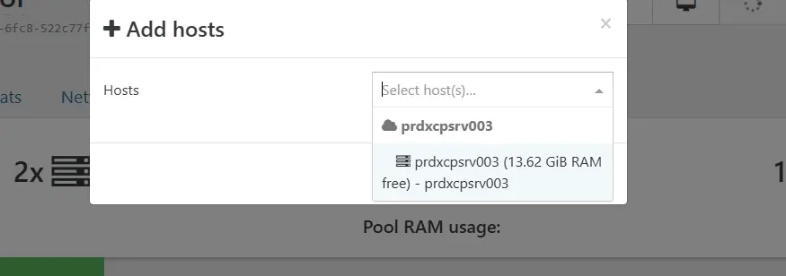 Ajout des hosts dans le pool